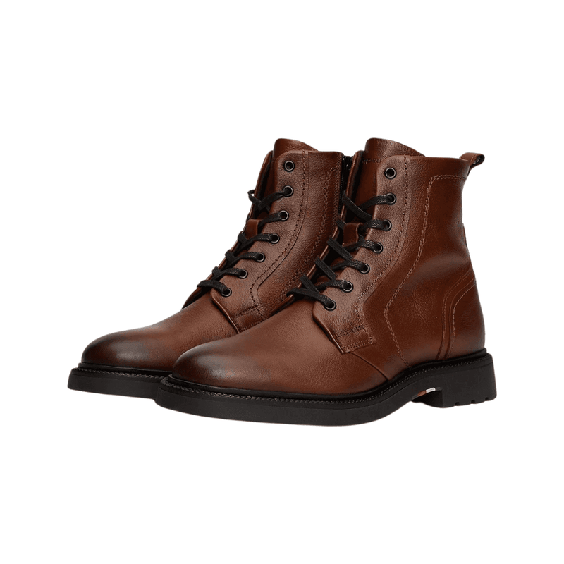 Mens Tommy Hilfiger 5183 Lightweight Leather Mid Boots - Winter Cognac