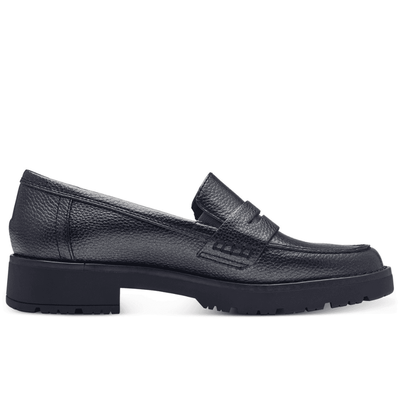 Womens Jana 24678 Steel Grey Metallic Chunky Loafers - Steel Metallic