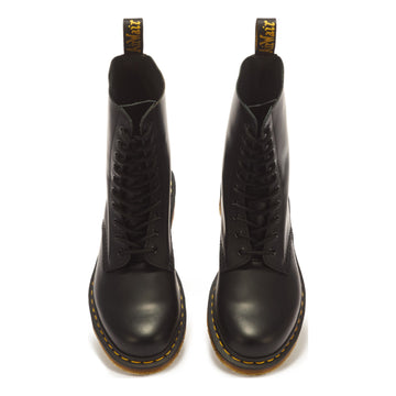 Unisex Dr. Martens 1490 Smooth Leather Black High Lace Up Ankle Boots - Black