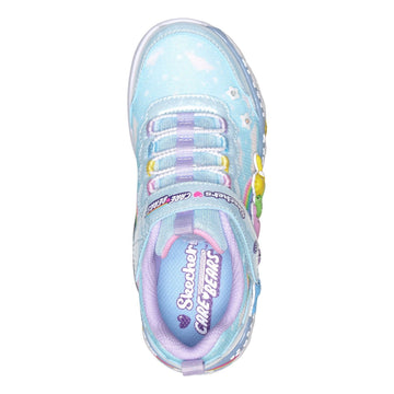 Little Kids Girls Skechers S-Lights - Hugs N Snugs Blue Care Bears Trainers - Blue