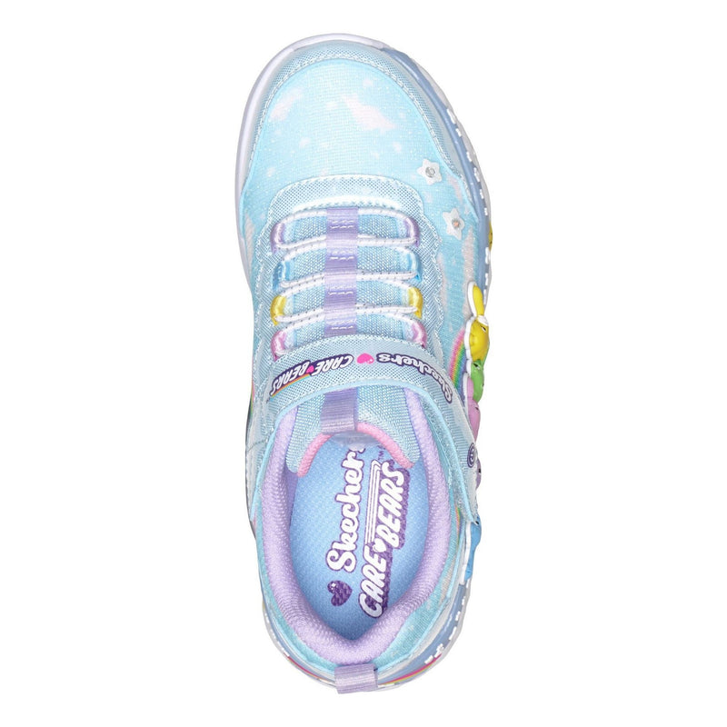Little Kids Girls Skechers S-Lights - Hugs N Snugs Blue Care Bears Trainers - Blue