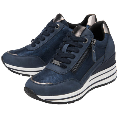 Womens Lotus ULS642 Navy Electra Casual Wedge Trainers - Navy