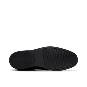 Boys Clarks Jonwin Loop Youth Plain Black School Shoes - Black