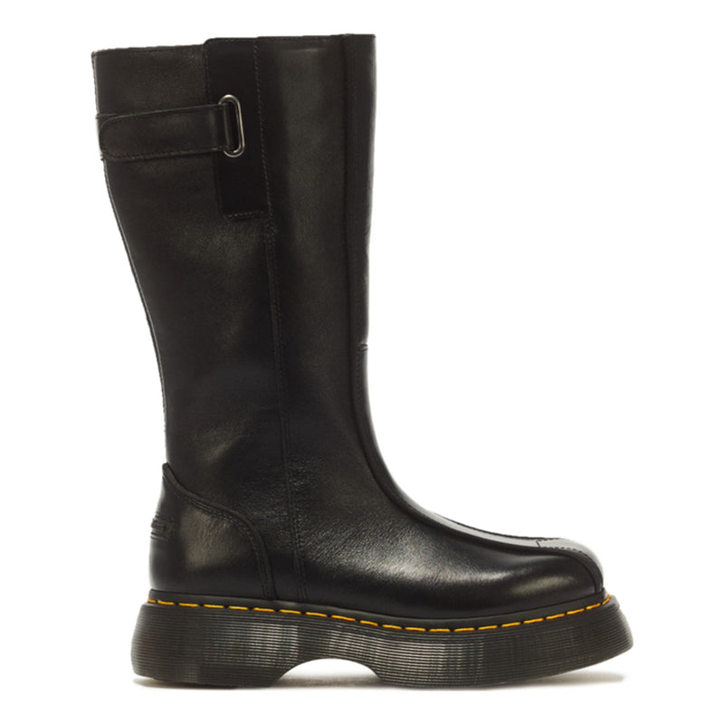 Unisex Dr. Martens Buzz Hi Gloss Leather Black Long Boots - Black