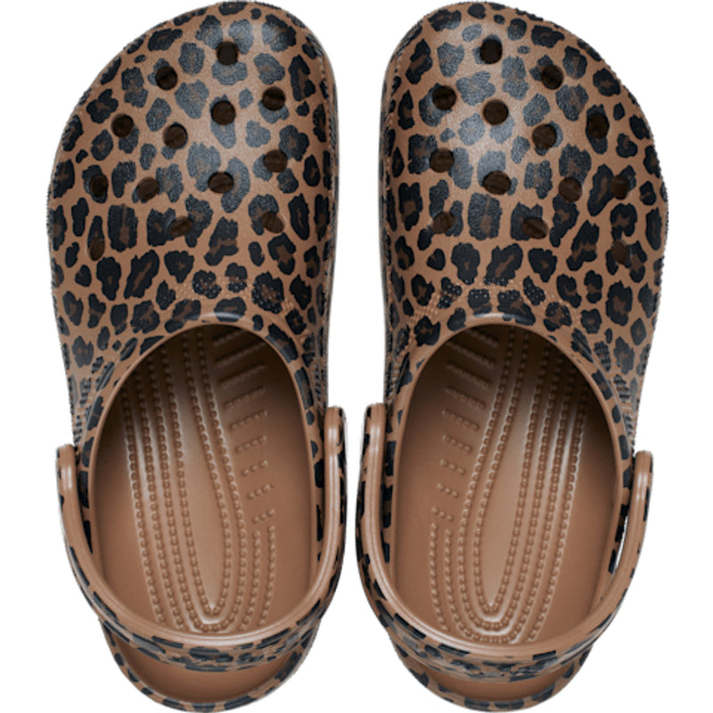Womens Crocs Sepia Leopard Classic Animal Clogs - Sepia Leopard