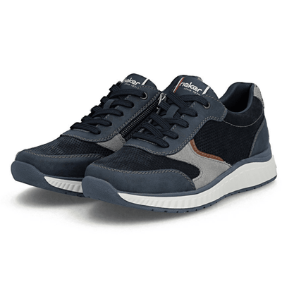 Mens Rieker B0606 Navy Wedge Side Zip Mesh Trainers - Navy
