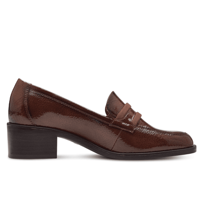 Womens Tamaris 24333 Block Heel Loafers - Cognac-Brown