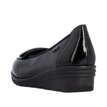 Womens Rieker L5362 Black Wedged Loafers - Black