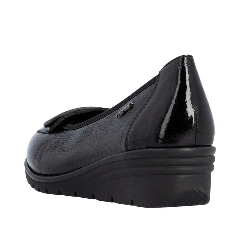 Womens Rieker L5362 Black Wedged Loafers - Black