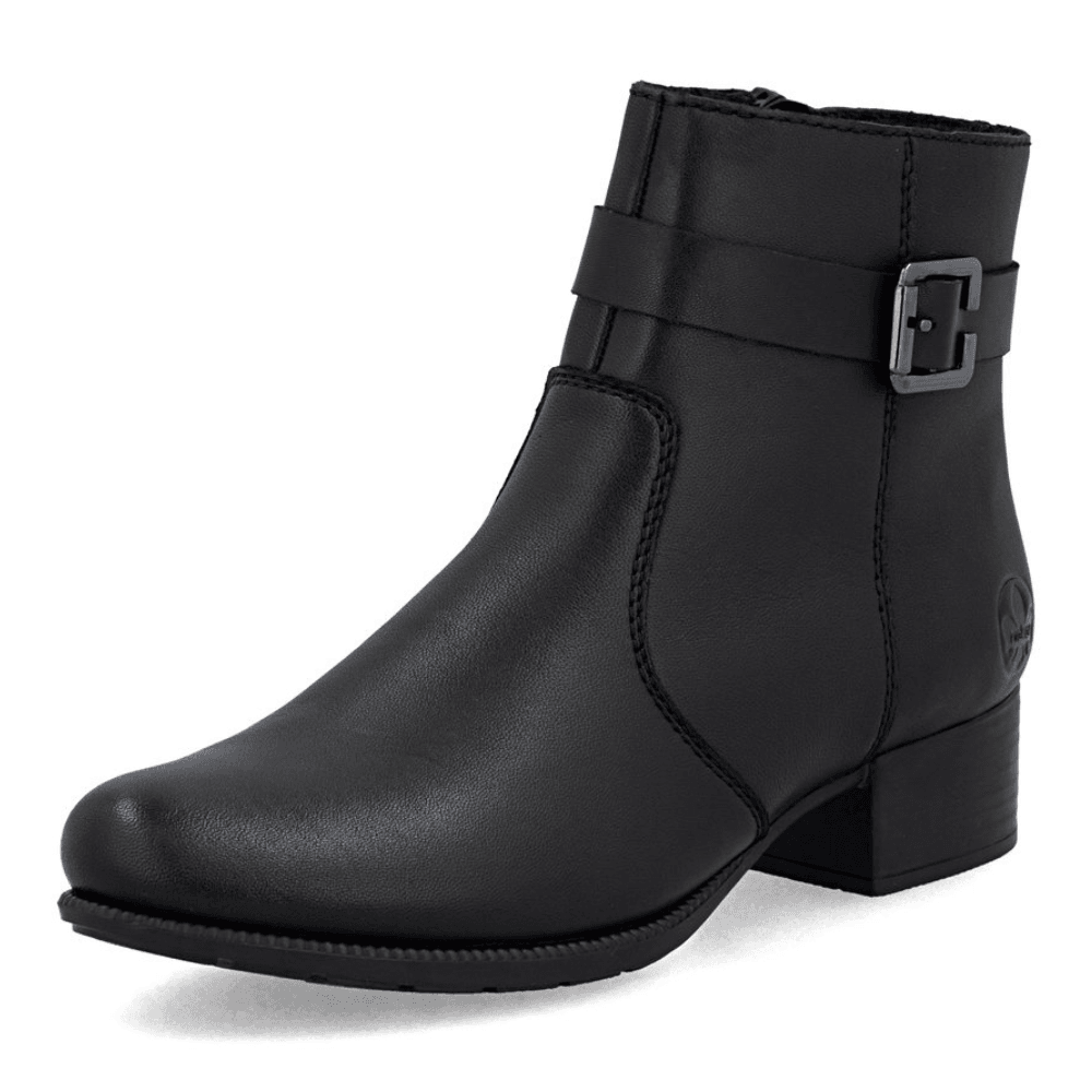 Womens Rieker 78664 Black Low Heel Ankle Boots