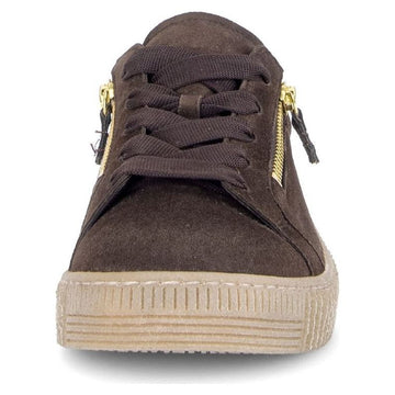 Womens Gabor 6010 Suede Platform Trainers - Dark Brown
