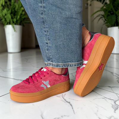 Womens Skechers Academy HI Suede Elevated Trainers - Primary Red