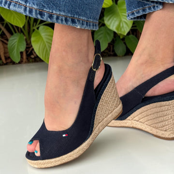 Womens Tommy Hilfiger Hemp Slingback Wedge Espadrilles - Space Blue