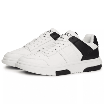 Womens Tommy Hilfiger The Brooklyn Mixed Texture Trainers - White and Black