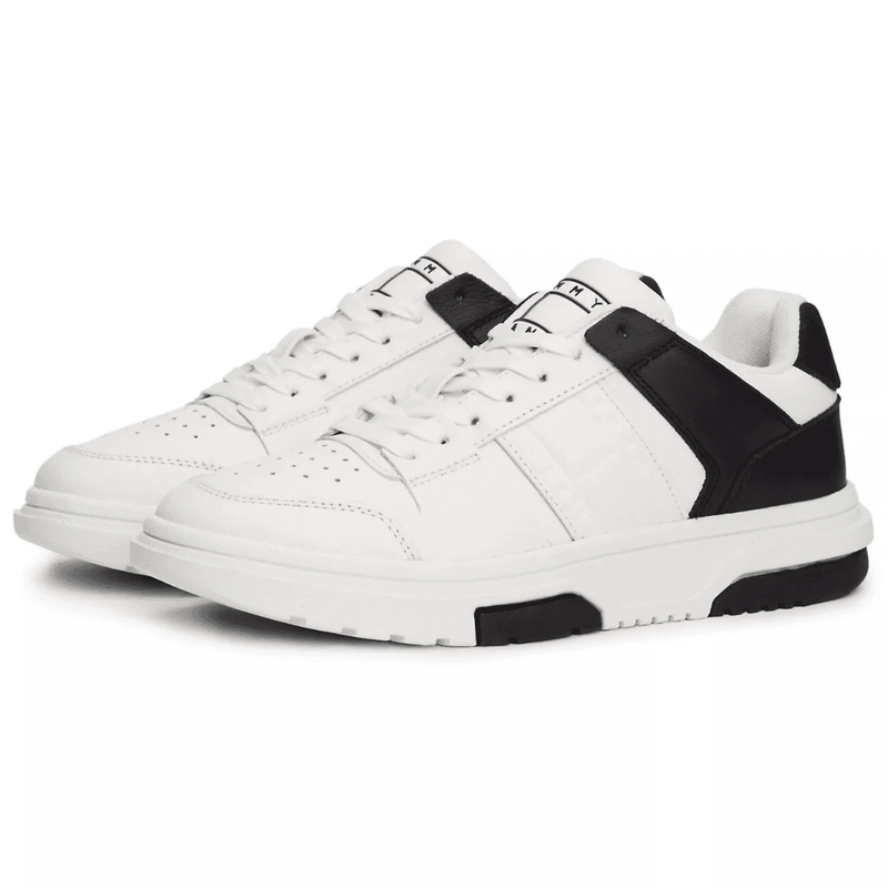 Womens Tommy Hilfiger The Brooklyn Mixed Texture Trainers - White and Black