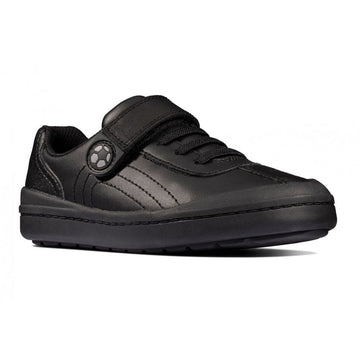 Infant Clarks Rock Pass Boys Velcro School Shoe - Black Leather - Black