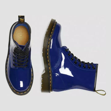 Unisex Dr. Martens 1460 Patent Lamper Atom Blue Leather Ankle Boots - Atom Blue