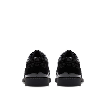 Girls Clarks Tapa Pure Youth School Shoes - Black Patent