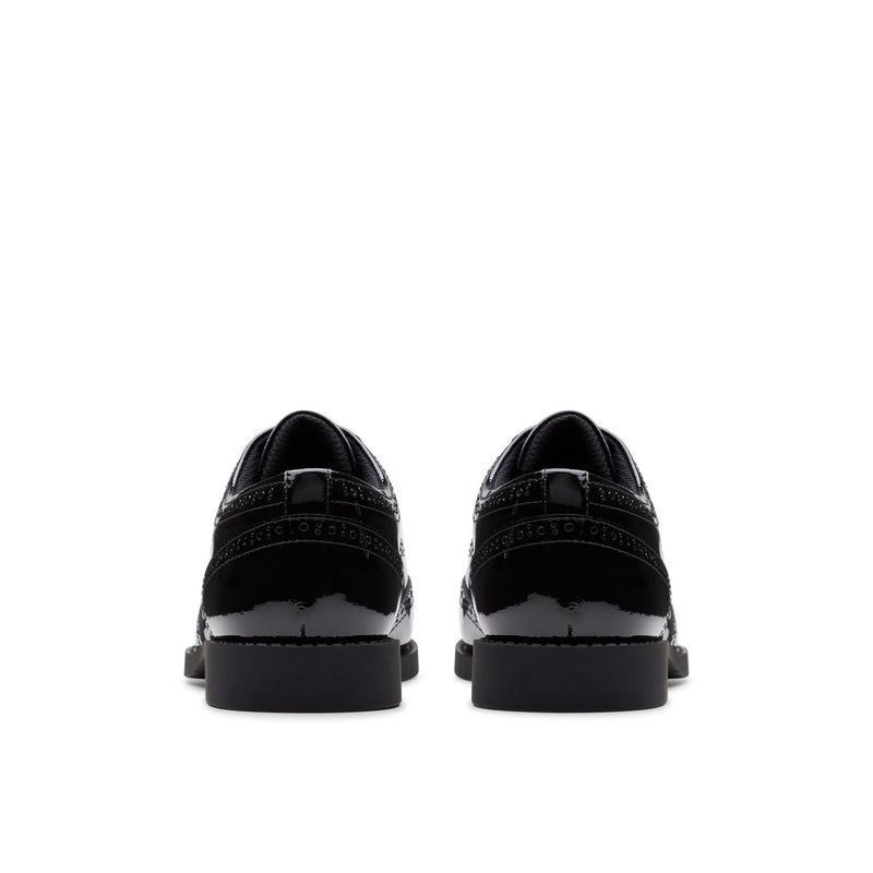 Girls Clarks Tapa Pure Youth School Shoes - Black Patent