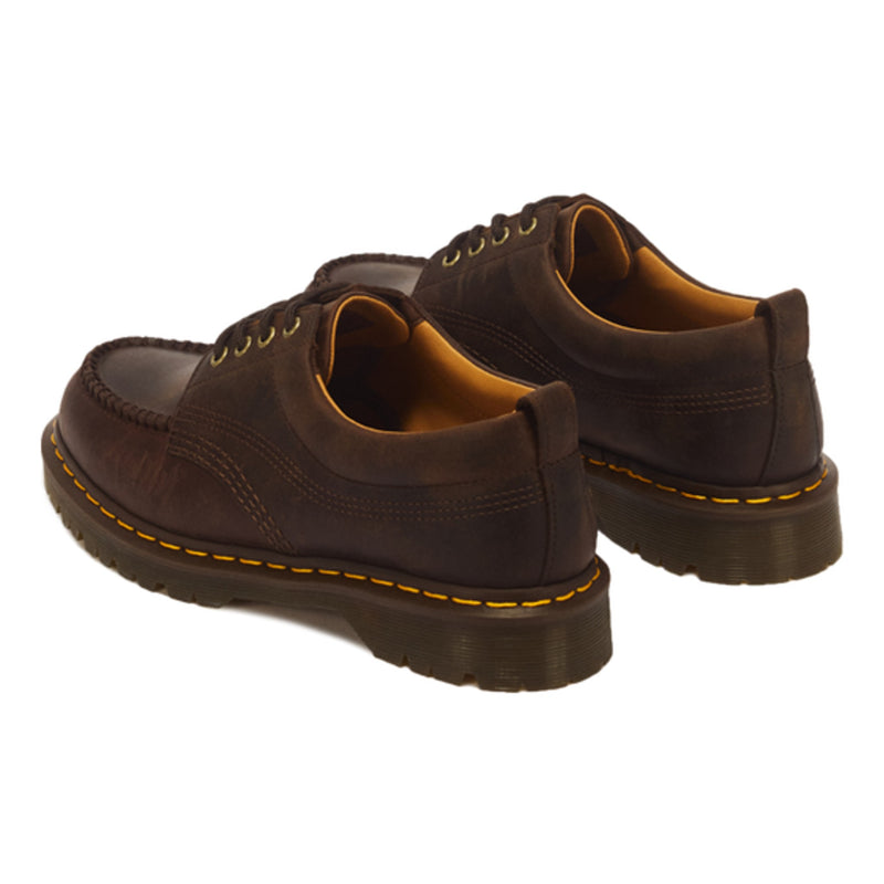 Mens Dr. Martens Lowell 4 Brown Crazy Horse Leather Moc Toe Casual Lace-up Shoes - Brown