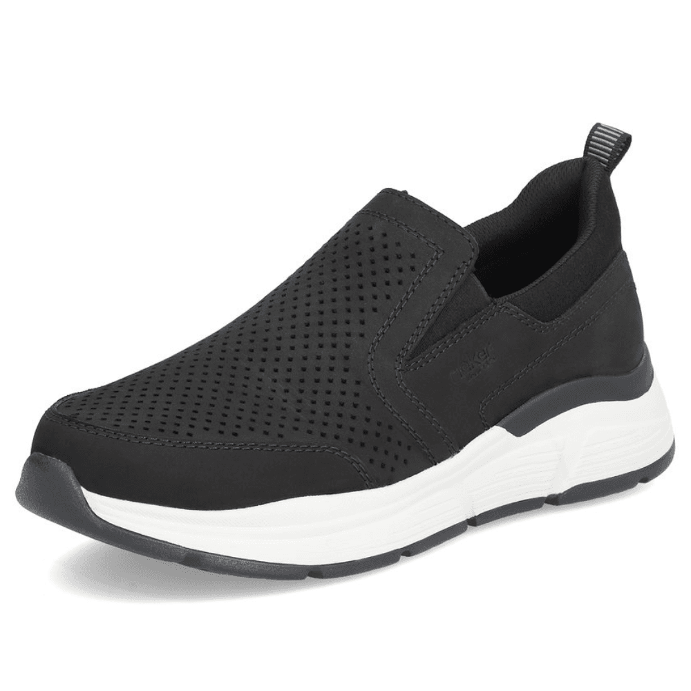 Mens Rieker B5062 Black Perforated Slip On Trainers