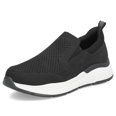 Mens Rieker B5062 Black Perforated Slip On Trainers - Black