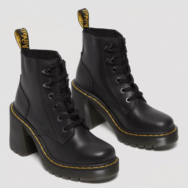 Womens Dr Martens Jesy Sendal Leather Heel Boots - Black