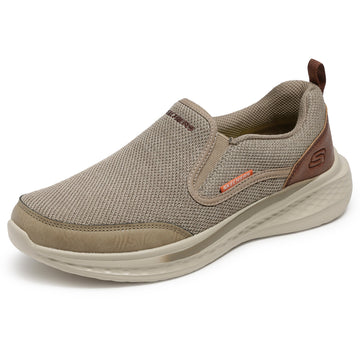 Mens Skechers 210808 Taupe, Beige & Brown Slip-On Slade Shoe - Khaki