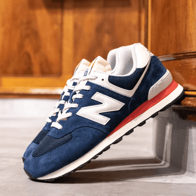 New Balance Mens 574 Trainers - Navy with Red-Navy with Sea Salt