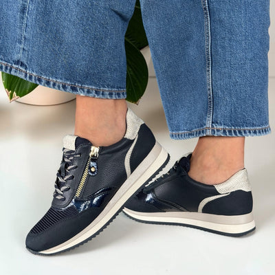 Womens Jana 23774 Side Zip Trainers - Navy