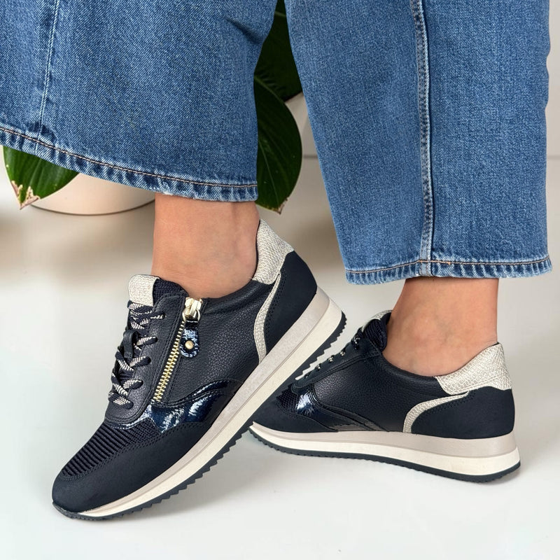 Womens Jana 23774 Side Zip Trainers - Navy