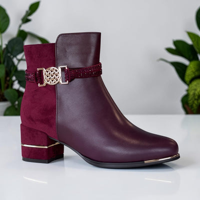Womens Redz F3166 Ankle Boots - Burgundy