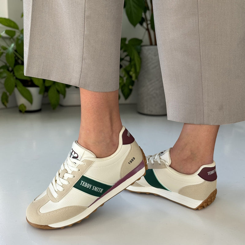 Womens Teddy Smith 120548 Cream"1989" Trainers - Beige Gold