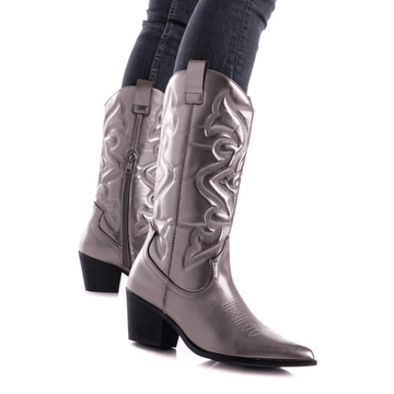 Womens Refresh 172163 Pewter Calf Length Cowboy Boots - Pewter