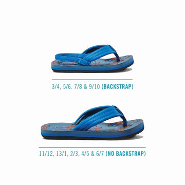 Reef Kids Infant Junior Ahi T-Rex Flip Flops Sandals - Blue