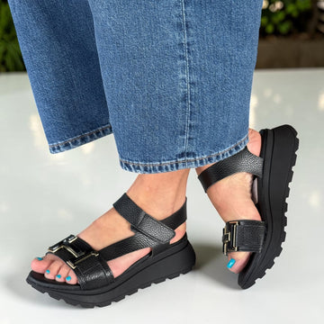 Womens Oh! My Sandals 5953 Wedge Sandals - Black
