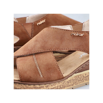 Womens Rieker 63782 Brown Wedge Sandal - Brown