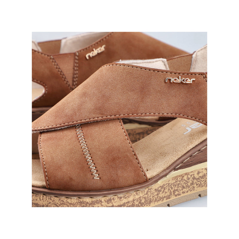 Womens Rieker 63782 Brown Wedge Sandal - Brown