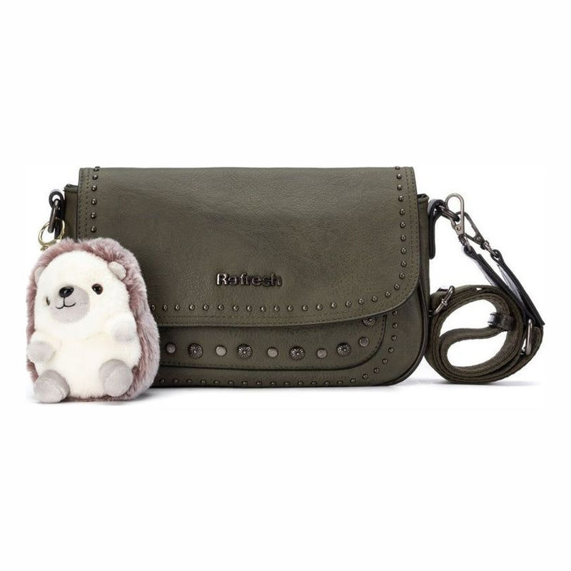 Womens Refresh 183439 Faux Leather Crossbody Bag - Khaki