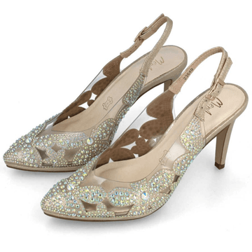 Womens Menbur 23640 Diamante Perspex Heels - Gold