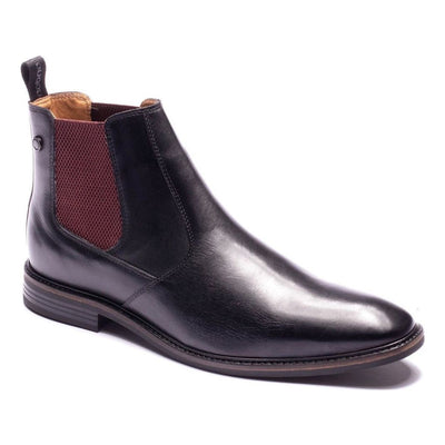 Mens Base London Kensington Leather Chelsea Boots - Waxy Black