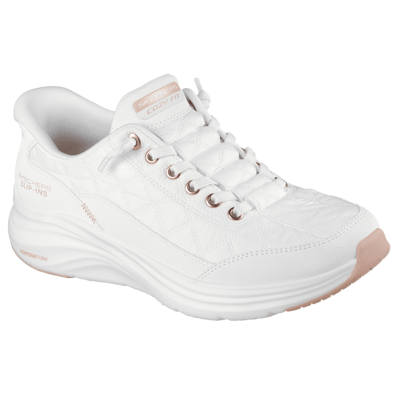 Womens Skechers Slip-ins: Contour Foam Cozy Fit Trainers - White Rosegold