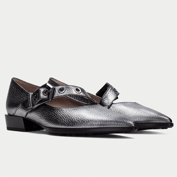 Womens Hispanitas 254196 Pewter with Buckle Pointed Toe Pumps - Turin