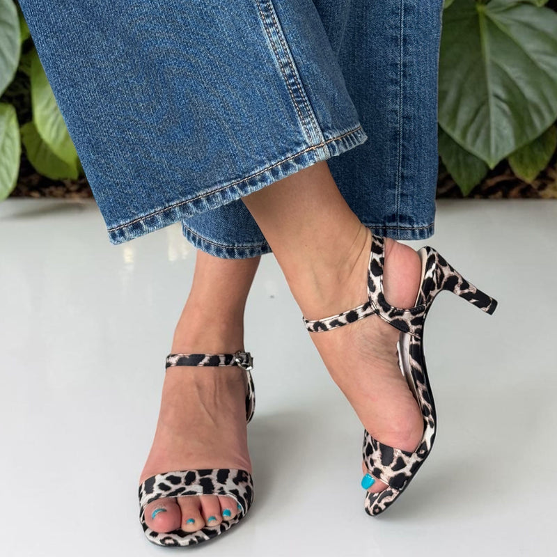 Womens Tamaris 28028 Leopard Print Heeled Sandals - Leopard