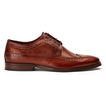 Mens Base London Havisham Tan Washed Brogue Formal Lace-up Shoe - Tan