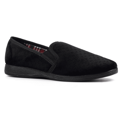 Lazy Dogz Mens Tamar Velvet Slippers - Black