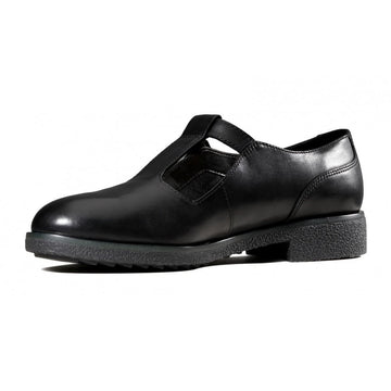 Girls Clarks Griffin Town Black Leather T-Bar Shoes - Black Leather