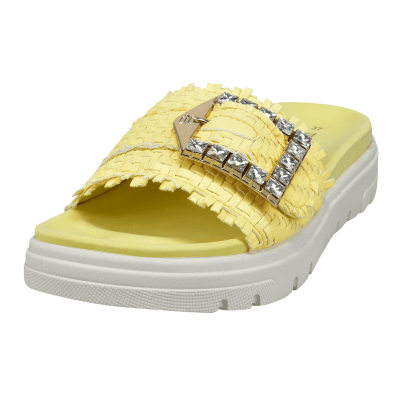 Womens Bagatt Yellow Raffia Sliders - Yellow