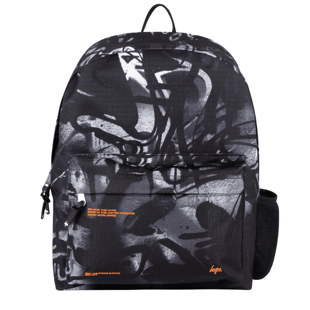 Boys Hype Black and White Mono Graffiti Iconic Backpack