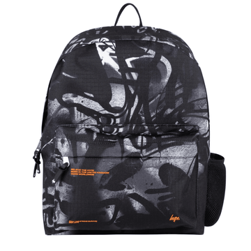 Boys Hype Black and White Mono Graffiti Iconic Backpack - Black